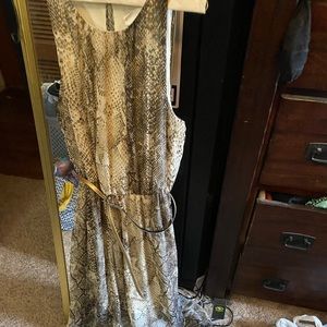 Snake skin dress with gold belt